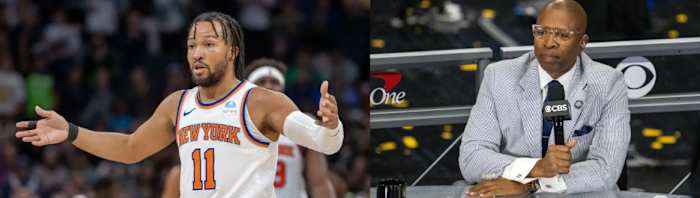 Jalen Brunson (L) fought back against an anti-Knicks rant staged by Kenny Smith